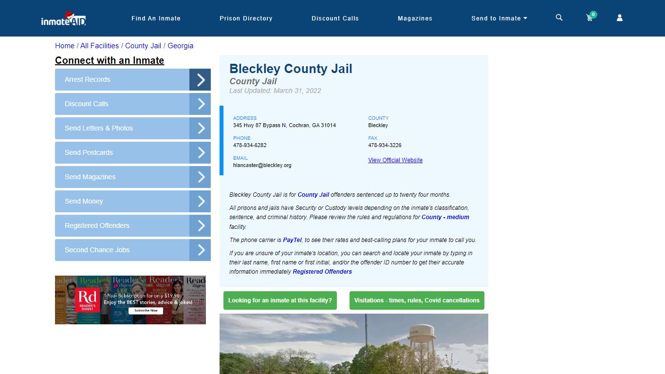 Bleckley County Jail - Inmate Locator - Cochran, GA