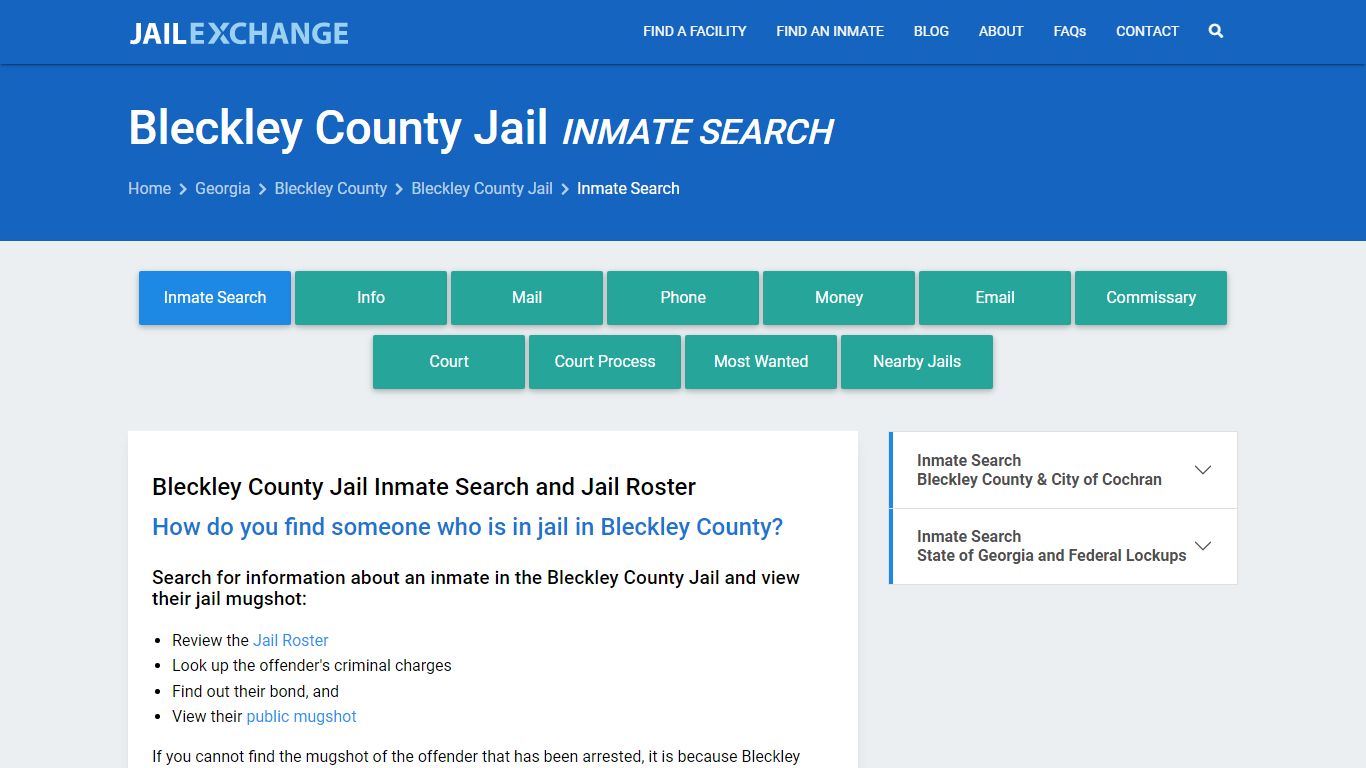 Inmate Search: Roster & Mugshots - Bleckley County Jail, GA