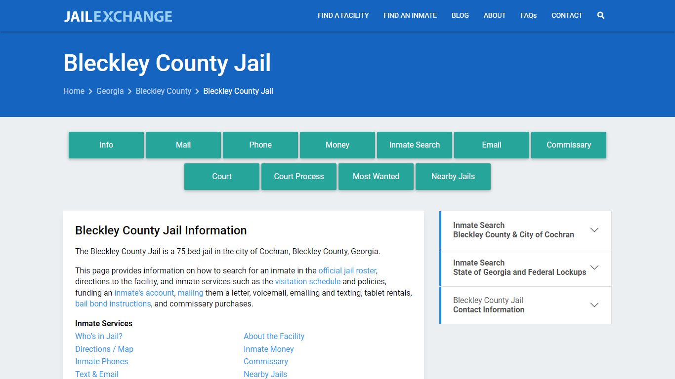 Bleckley County Jail, GA Inmate Search, Information